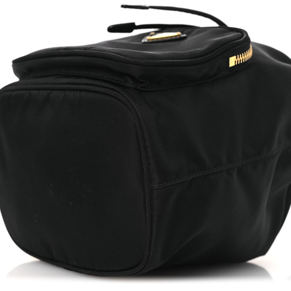Nylon Vela Saffiano Mini Bucket Crossbody Bag Black