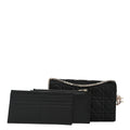 Satin Cannage Lady Dior Convertible Clutch Black
