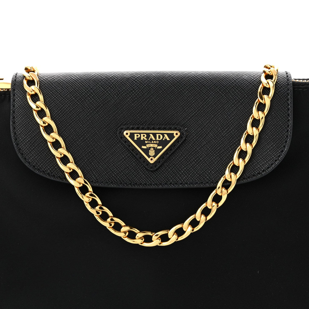 Tessuto Nylon Saffiano Crossbody Bag Black