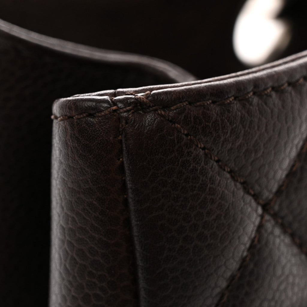 Caviar Quilted Grand Shopping Tote GST Dark Brown