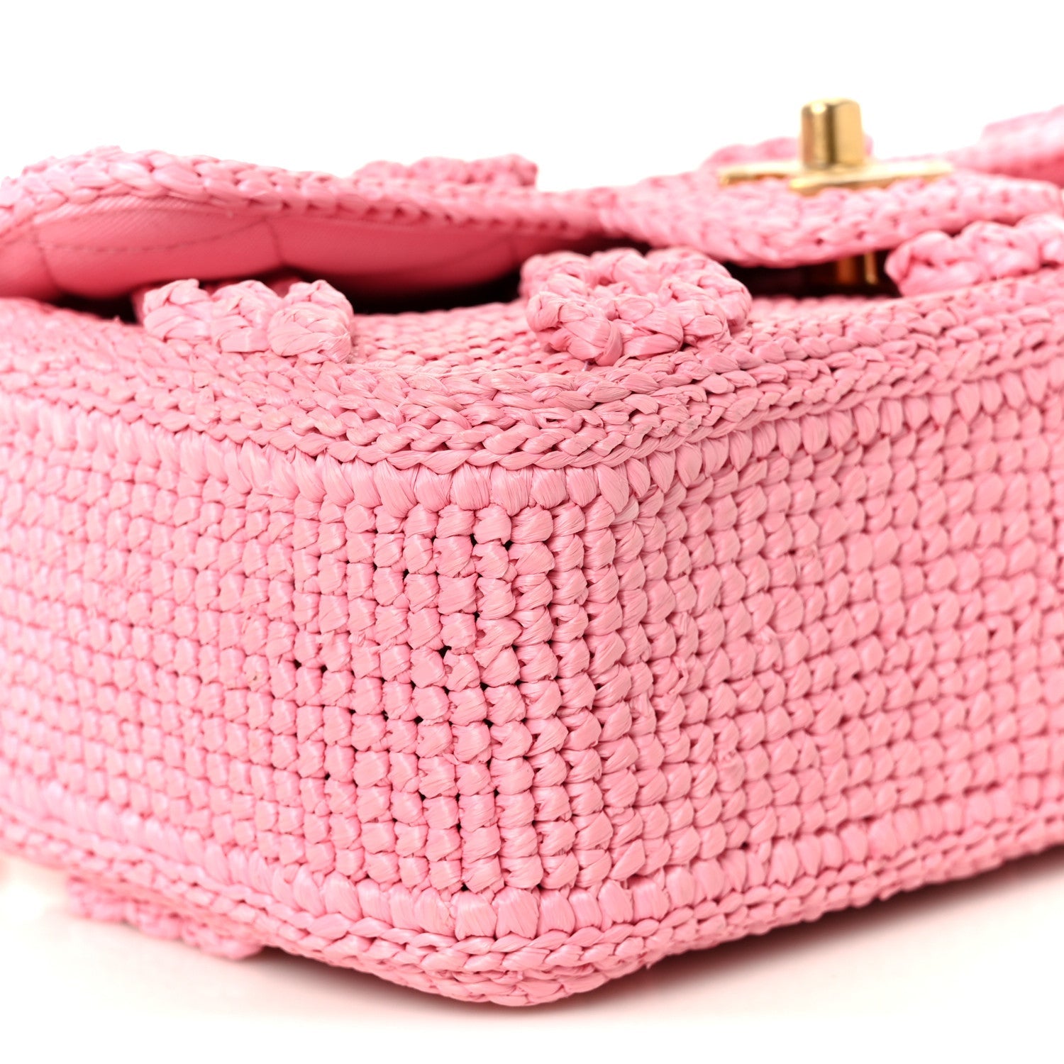 Raffia Small Dolce Raffia Flap Bag Pink