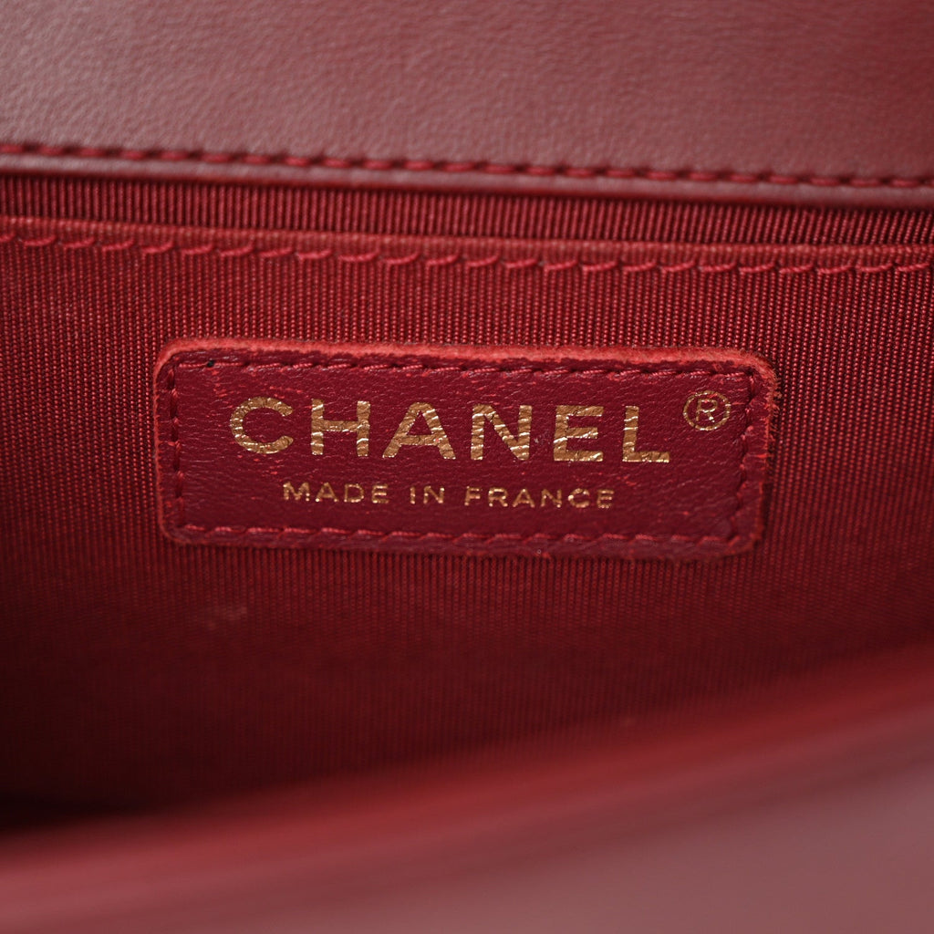 Lambskin Quilted Small Boy Flap Burgundy