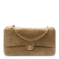 Suede Calfskin Small Souplissimo Maxi Flap Dark Beige