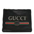 Pebbled Calfskin Medium Logo Portfolio Clutch Black