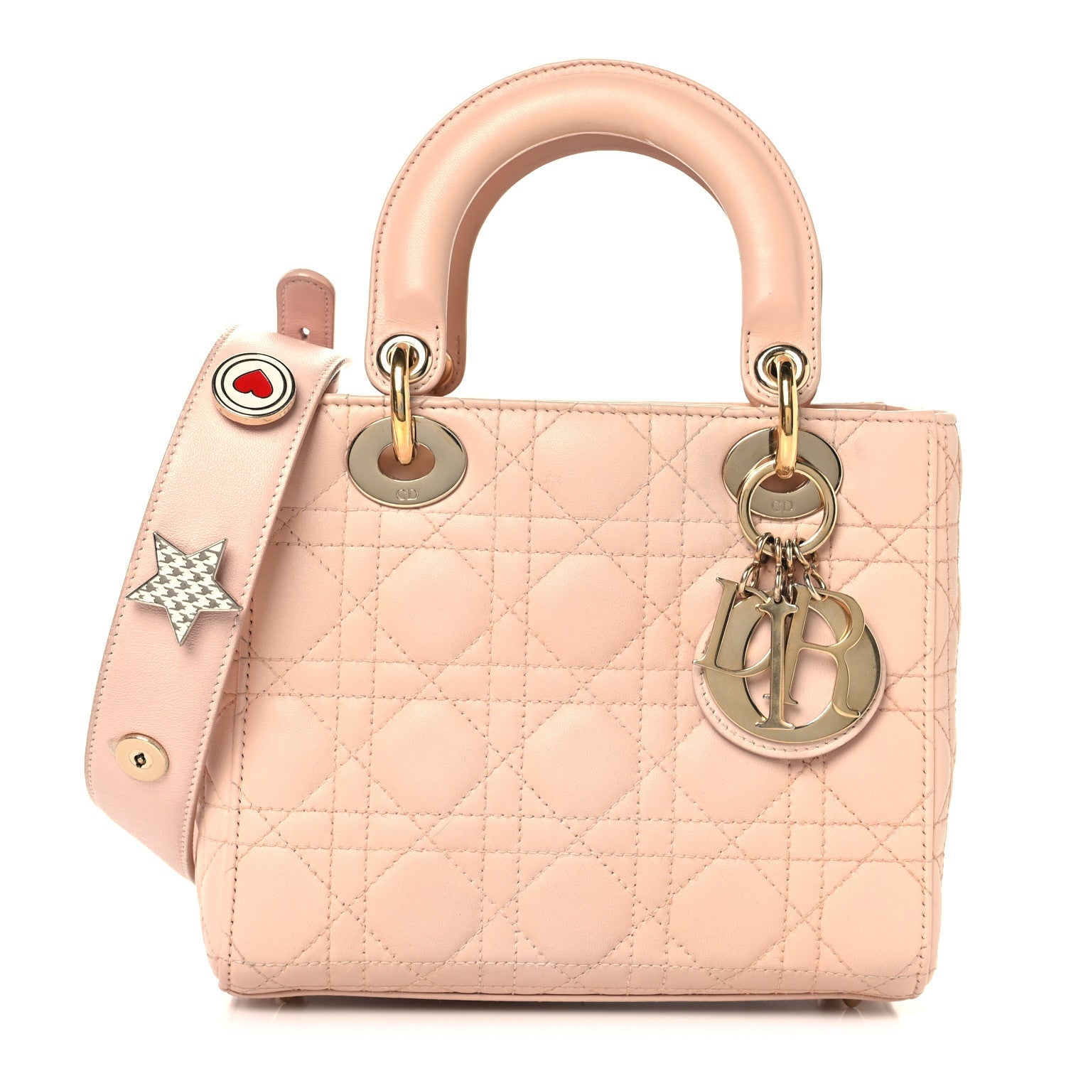 Lambskin Cannage Small Lucky Badges My Lady Dior Light Pink