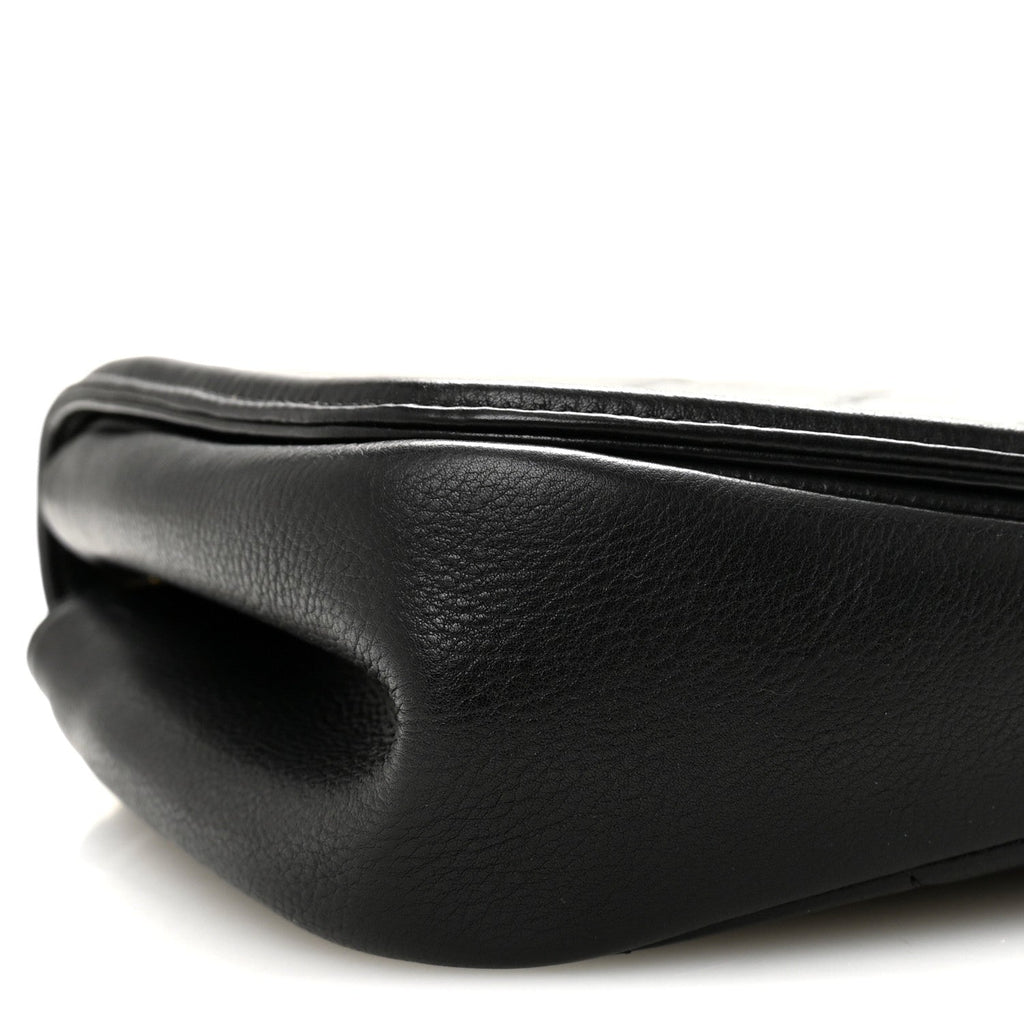 Calfskin Quilted Small Underline Flap Black