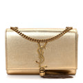 Metallic Calfskin Small Classic Monogram Kate Tassel Satchel Gold