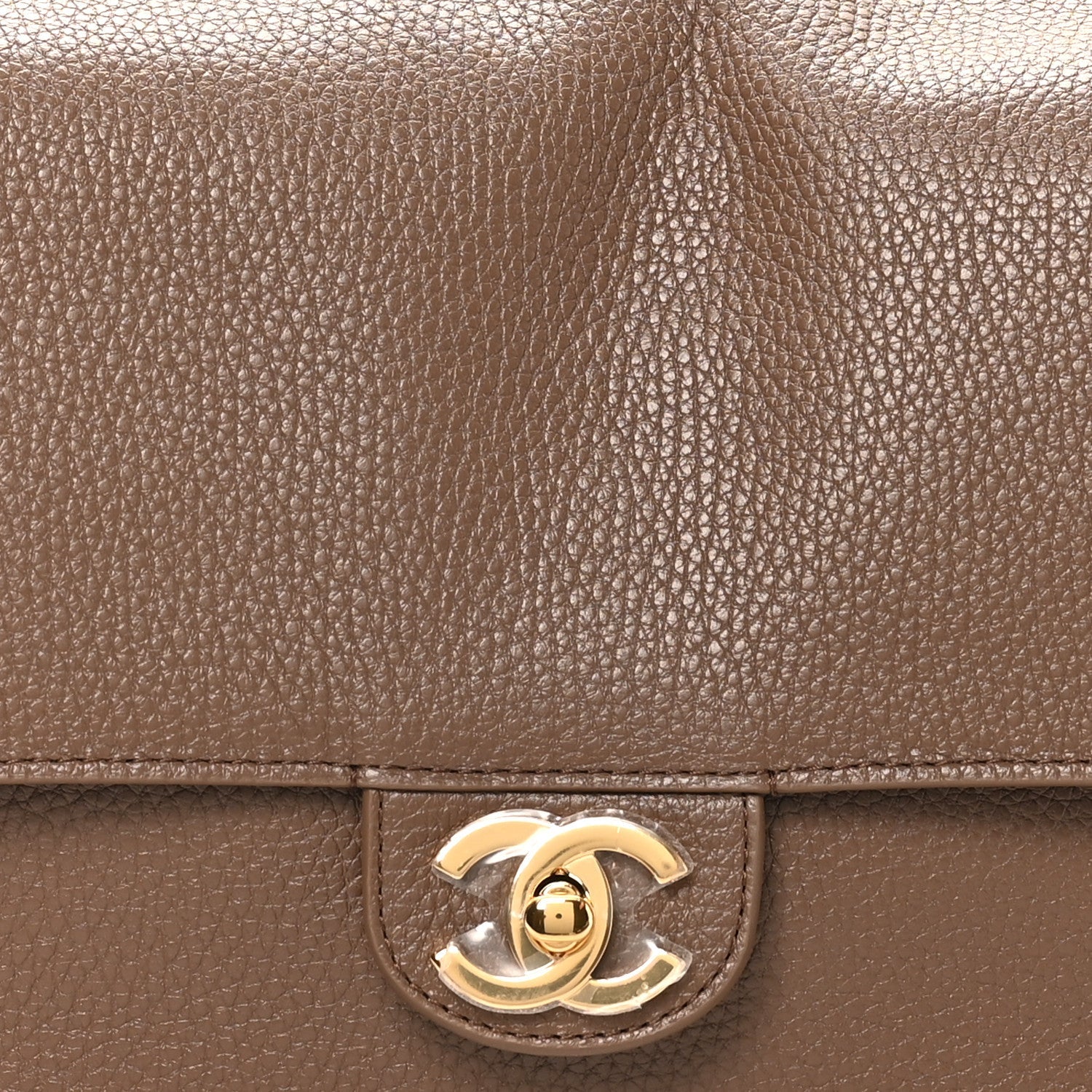 Grained Calfskin Small Souplissimo Maxi Flap Light Brown