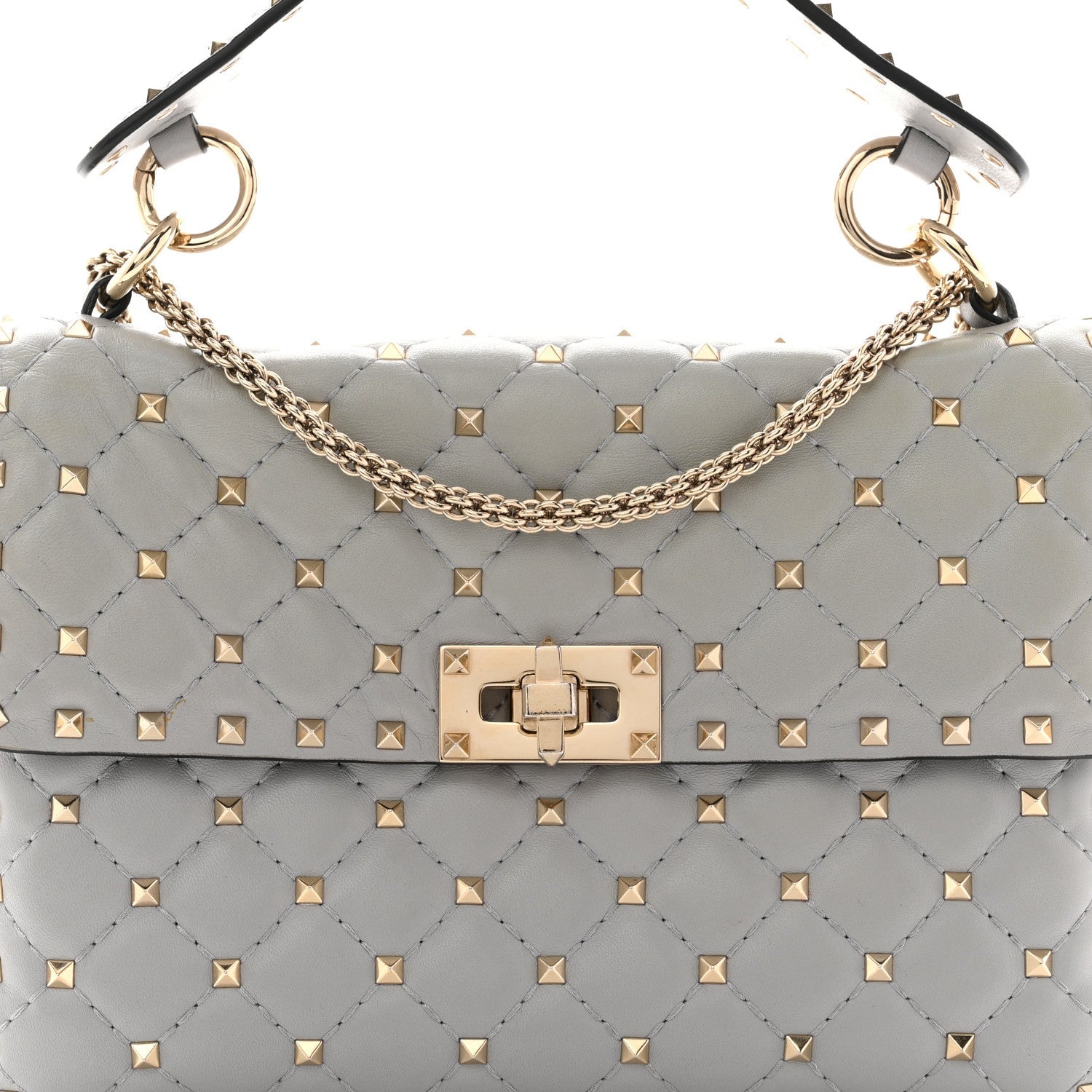 Nappa Medium Rockstud Spike Shoulder Bag Pastel Grey