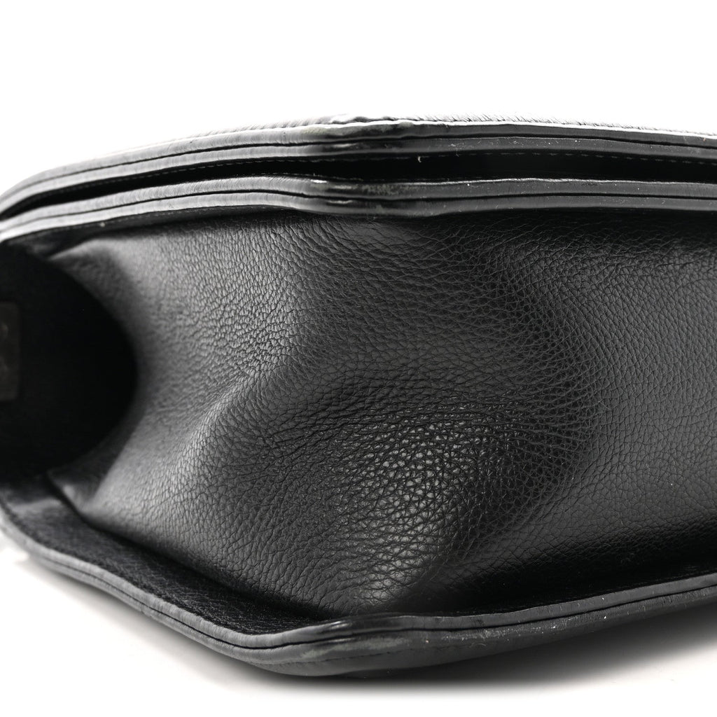 Calfskin Quilted Double Stitch New Medium Boy Flap Black