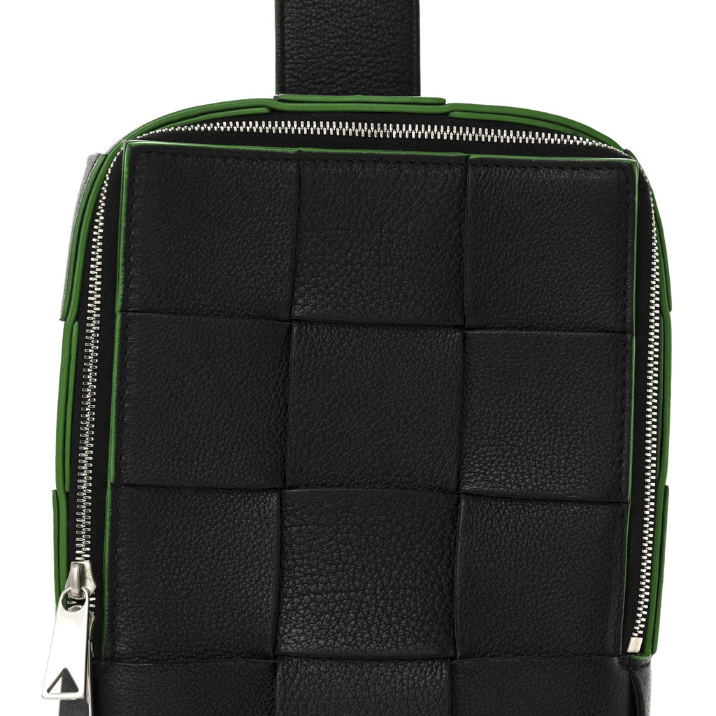 Calfskin Intrecciato Mini Cassette Sling Bag Black Parakeet