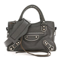 Chevre Silver Metallic Edge Hardware Mini City Bleu Acier