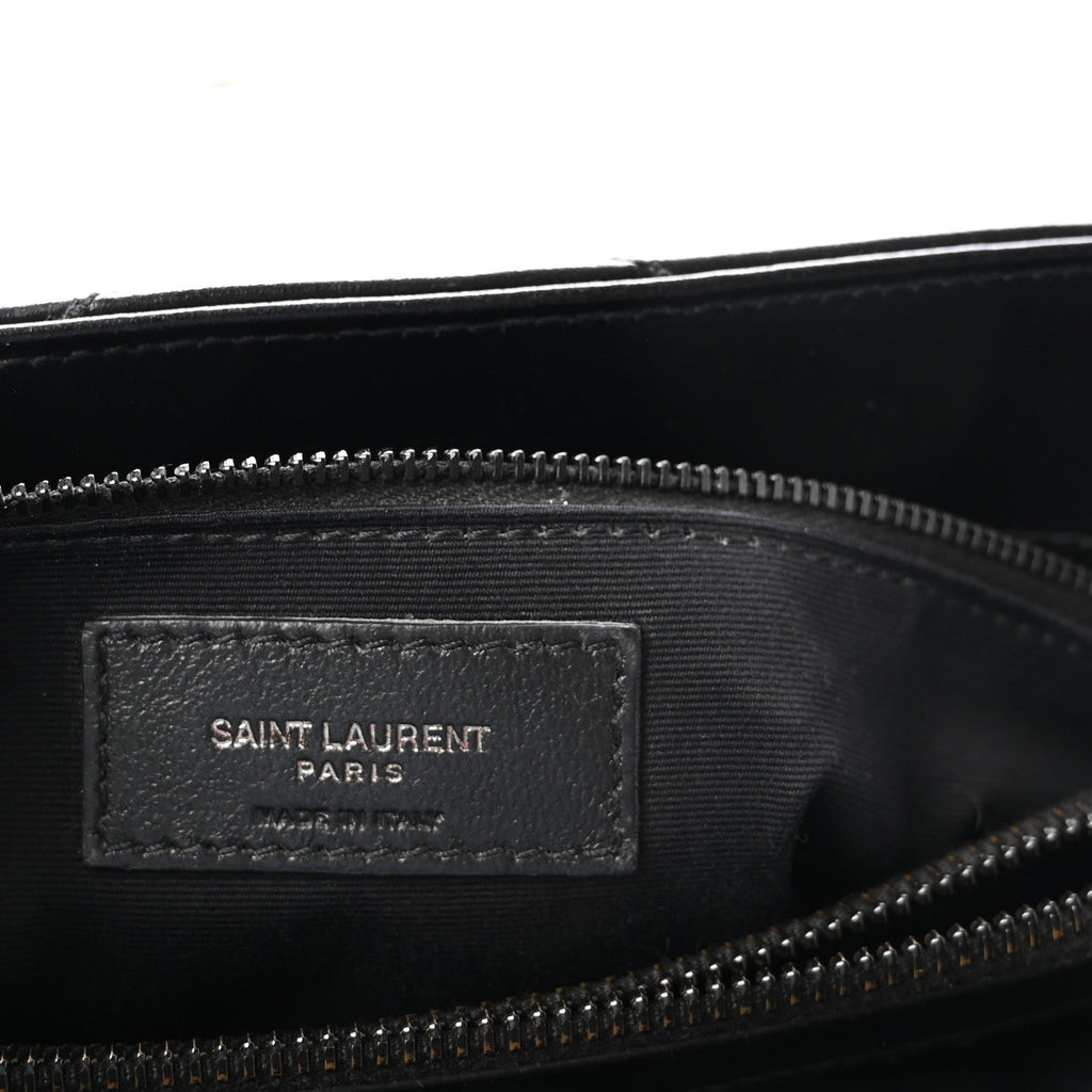 Calfskin Y Quilted Monogram Medium Loulou Chain Satchel Black