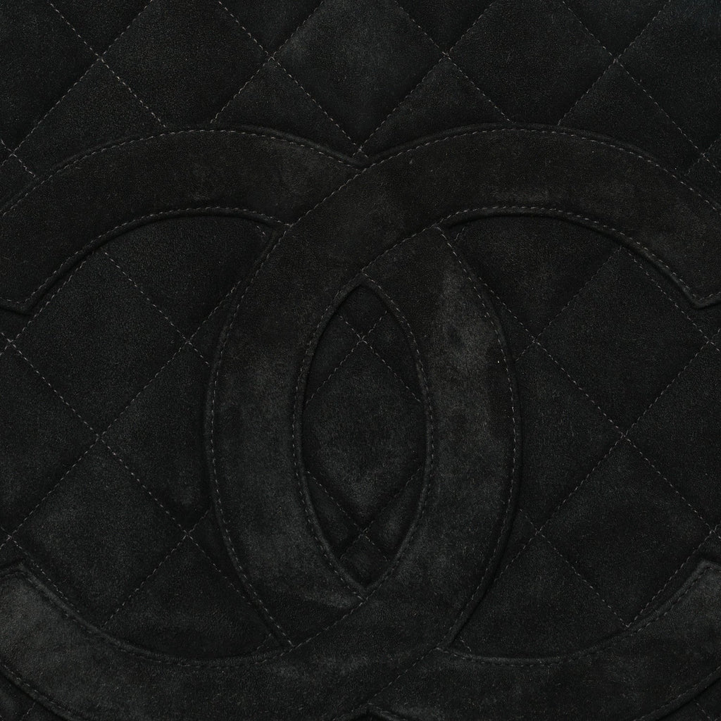Suede Quilted Medallion Tote Black
