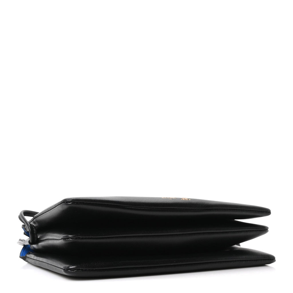 Smooth Lambskin Trio Flap Crossbody Bag Black