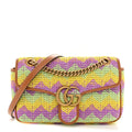 Calfskin Raffia Woven Small GG Marmont Shoulder Bag Multicolor