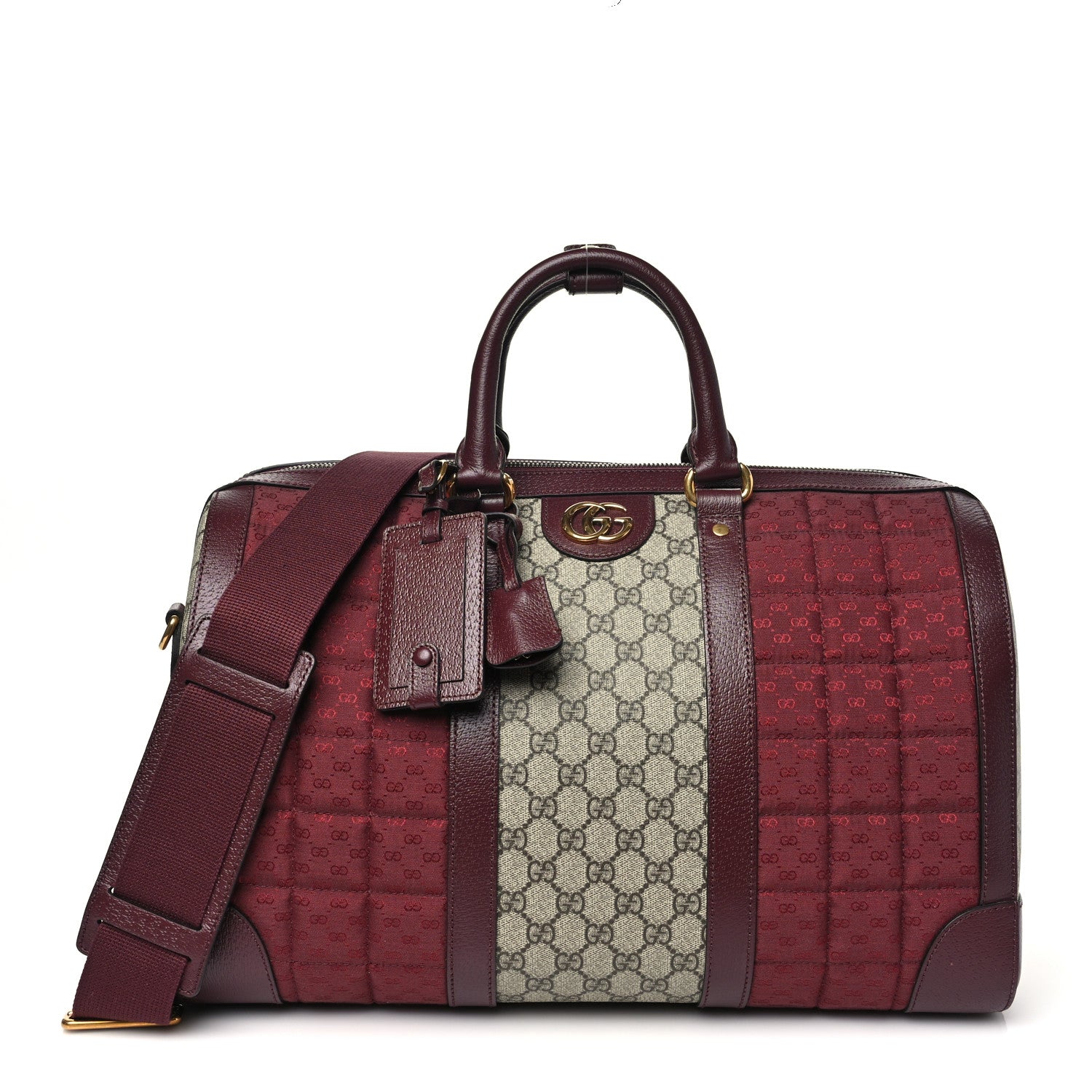 Monogram GG Mignon Textured Dollar Calfskin GG Supreme Monogram Quilted Medium Savoy Duffle Bag Burgundy Beige Ebony