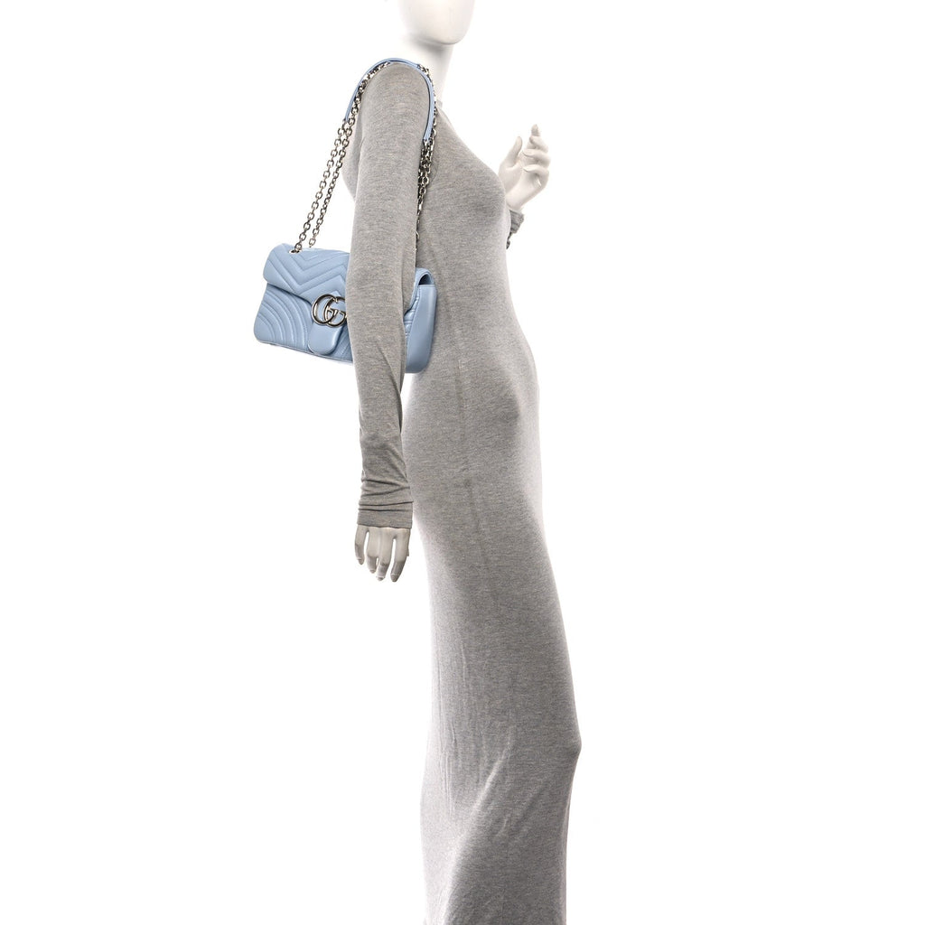 Calfskin Matelasse Medium GG Marmont Shoulder Bag Porcelain Light Blue