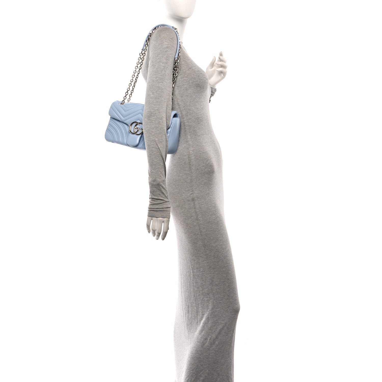 Calfskin Matelasse Medium GG Marmont Shoulder Bag Porcelain Light Blue