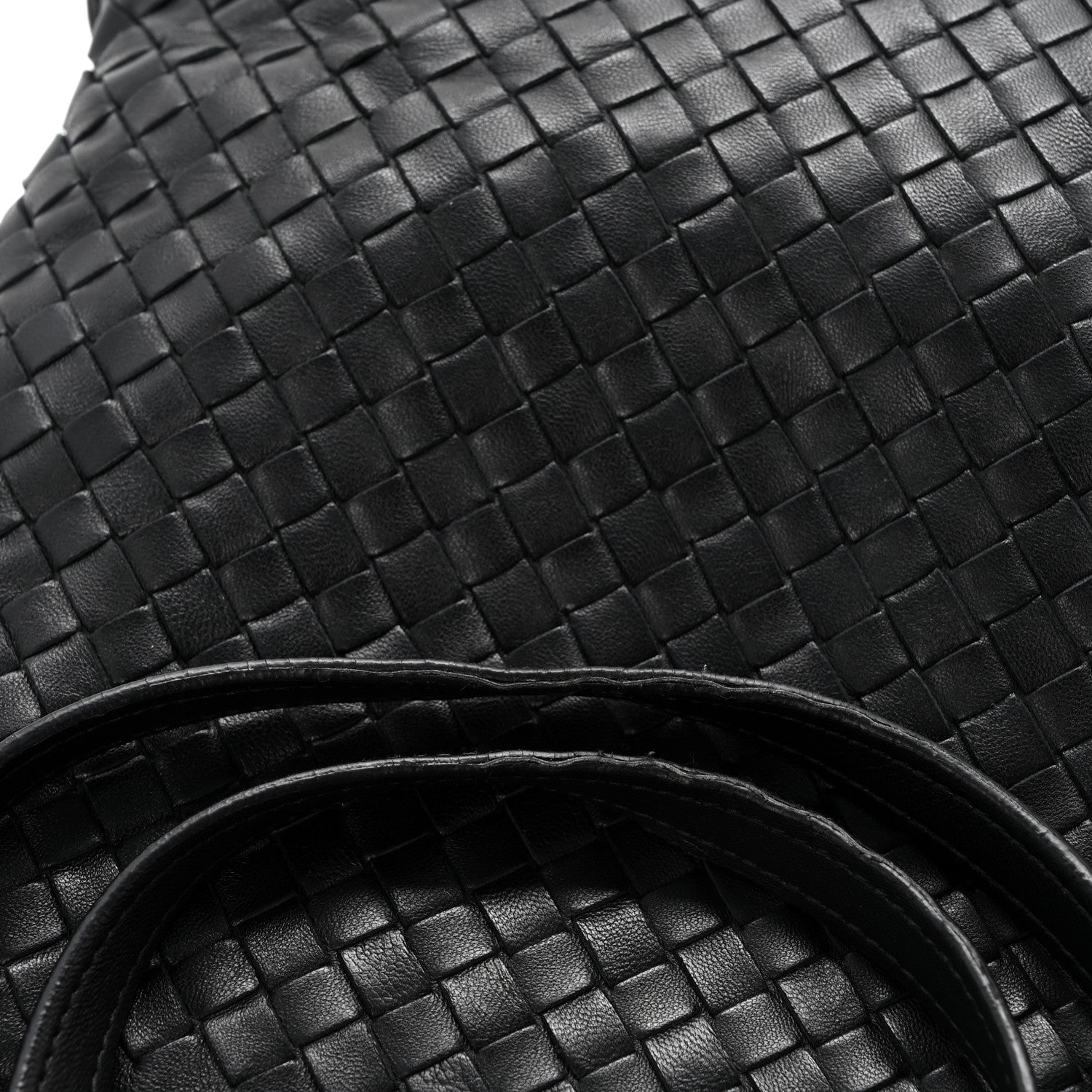 Nappa Intrecciato Flat Shoulder Bag Black
