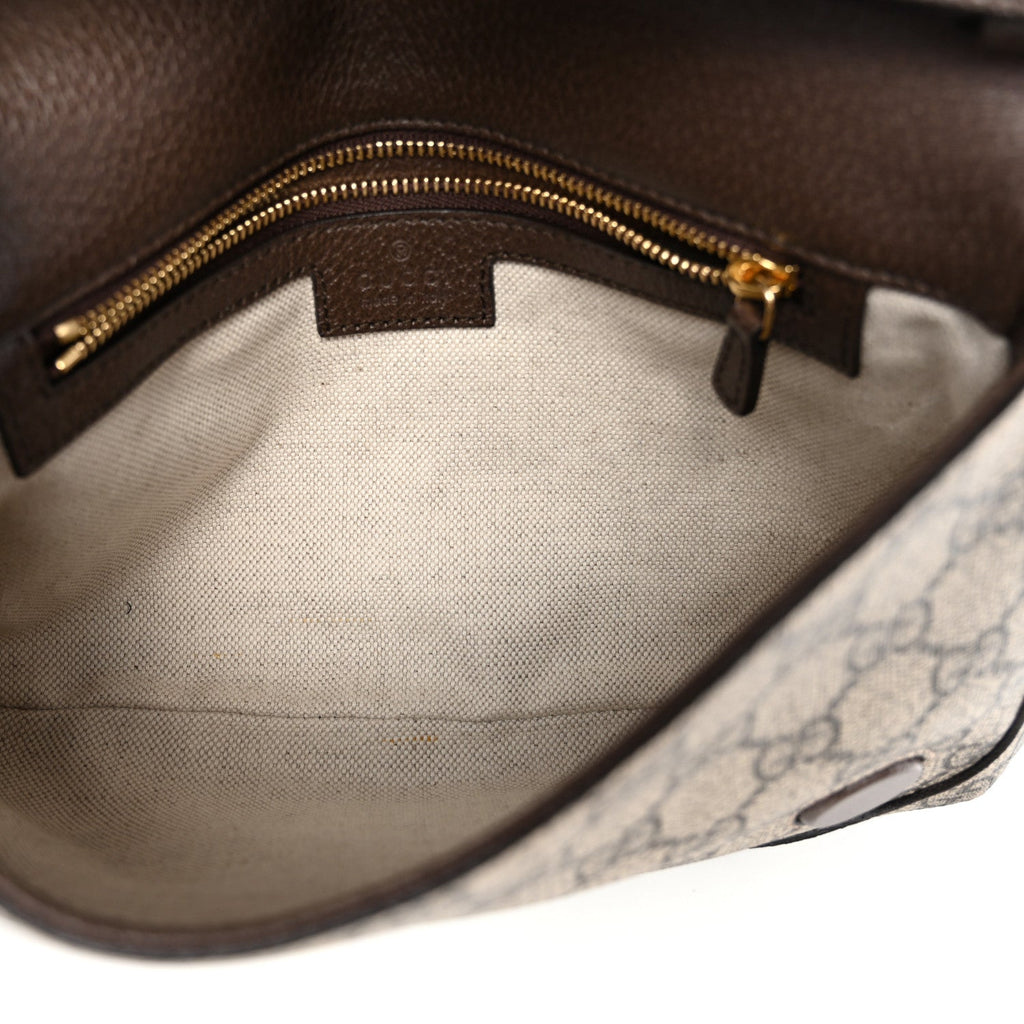 GG Supreme Monogram Textured Dollar Calfskin Blondie Chain Shoulder Flap Bag Beige Ebony New Acero