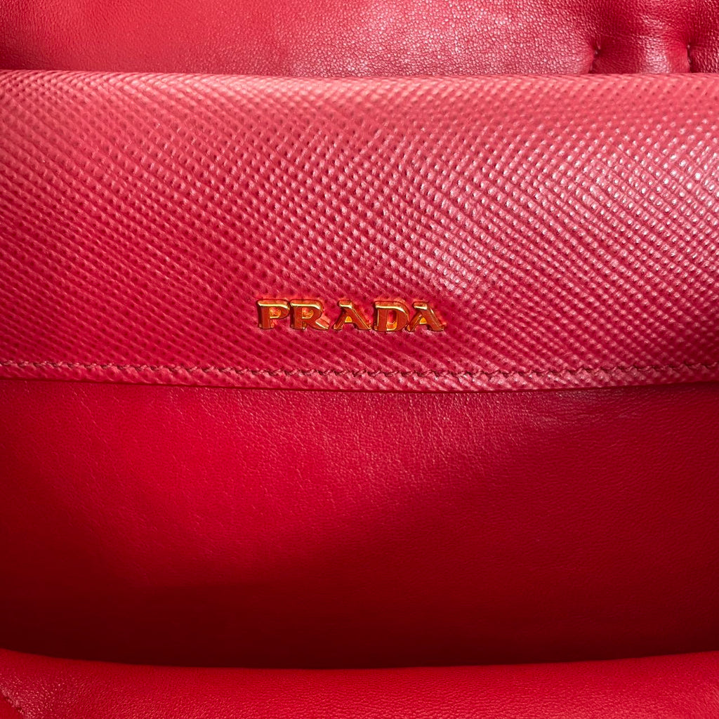 Parada Beige and Red Canapa Saffiano Double Bag