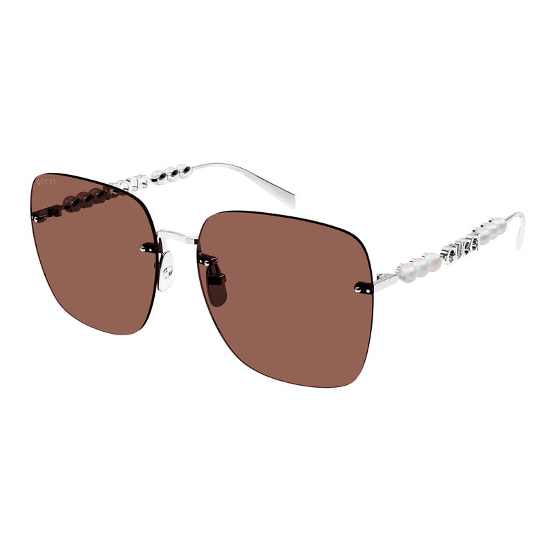 Gucci Sunglasses Square Rimless, Gold Frame and Brown Lens GG1923SA003