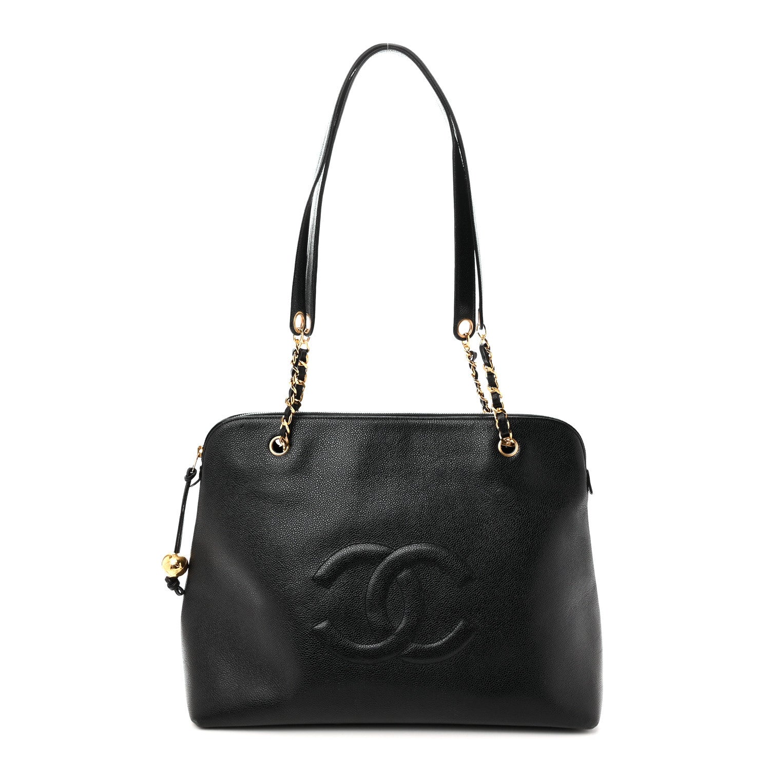 Caviar Large CC Shoulder Bag Black