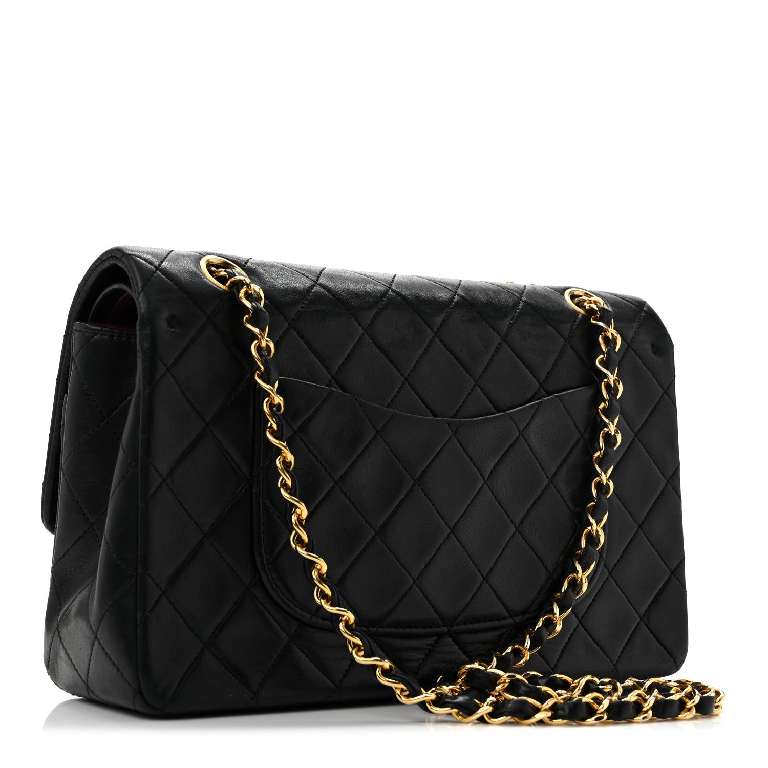 Lambskin Quilted Medium Double Flap Black