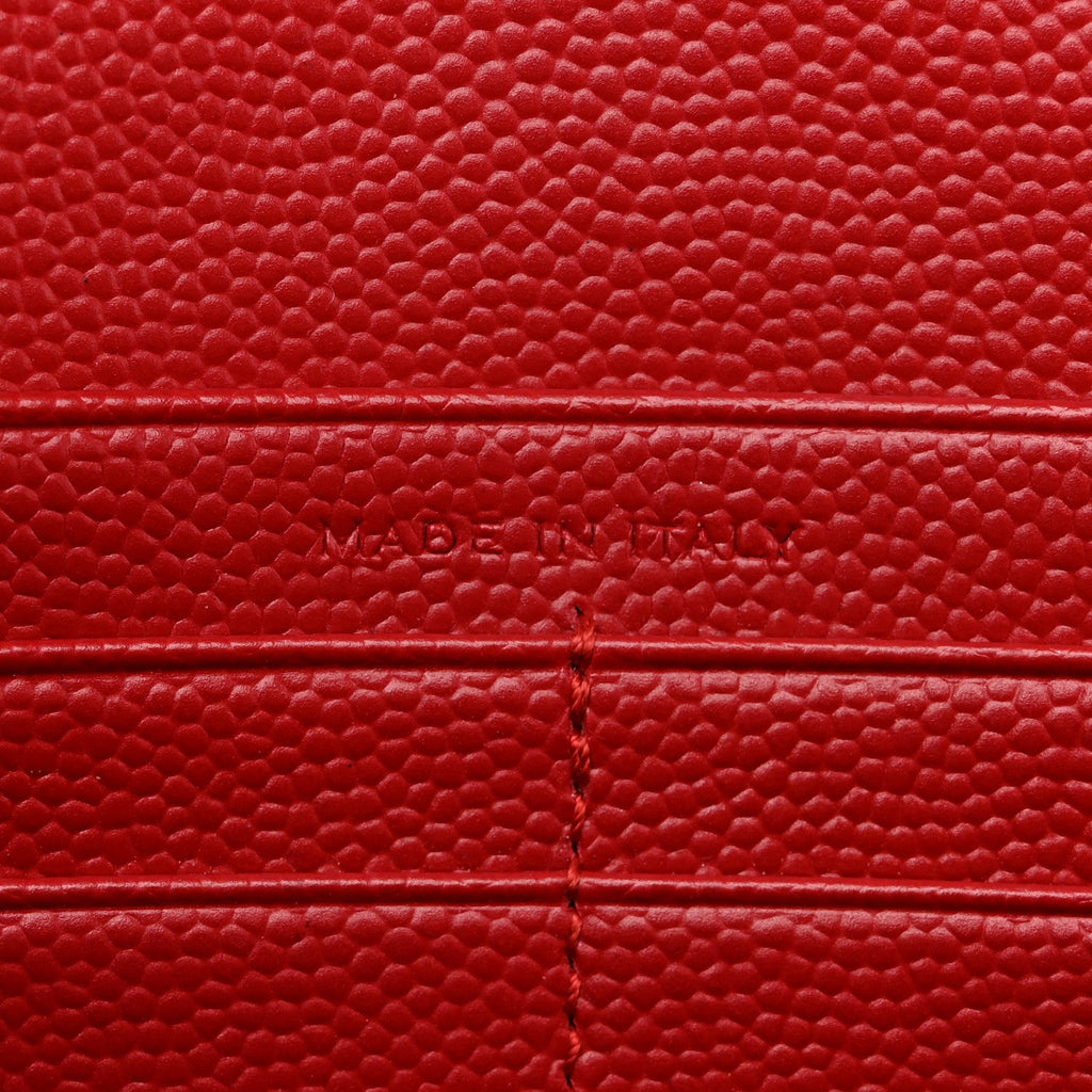 Grain De Poudre Matelasse Chevron Monogram Chain Wallet Red