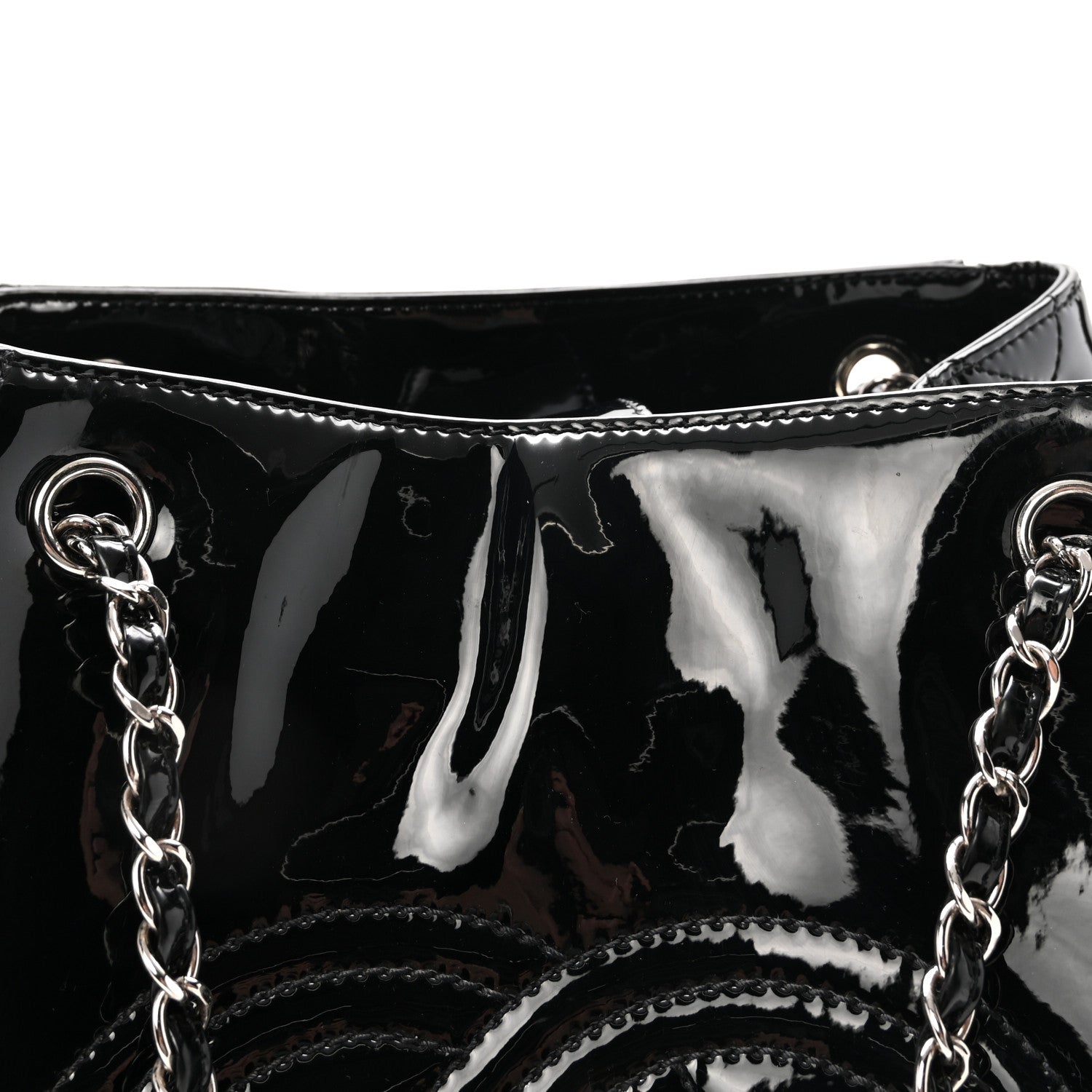 Vinyl Lipstick Ligne Accordion Tote Black