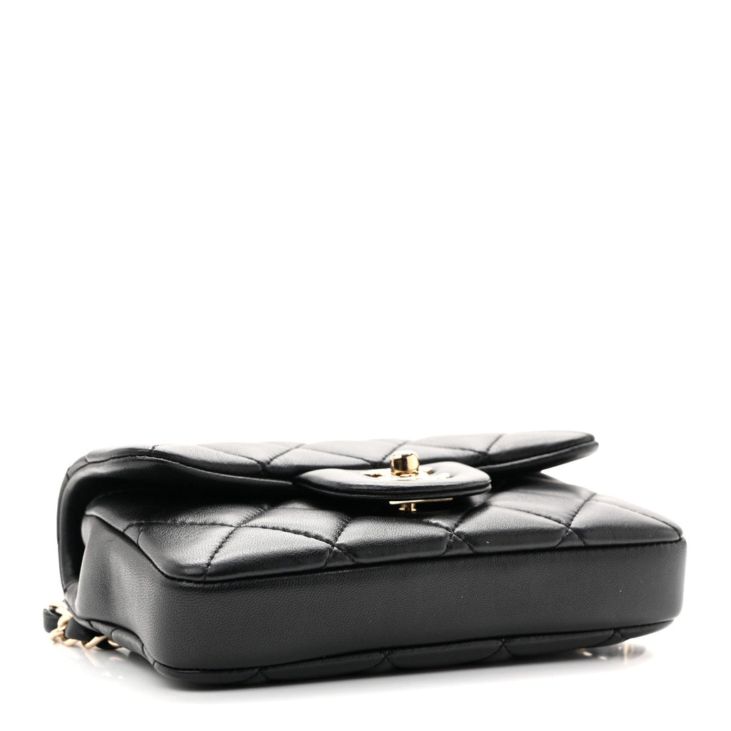 Lambskin Quilted Mini My Precious Waist Bag Black