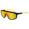 Gucci Sunglasses Shield Full Rim, Black/Yellow Frame and Yellow/Yellow with GG Pattern Mirror Lens GG1736S004