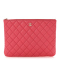 Caviar Quilted Medium Cosmetic Case Dark Pink