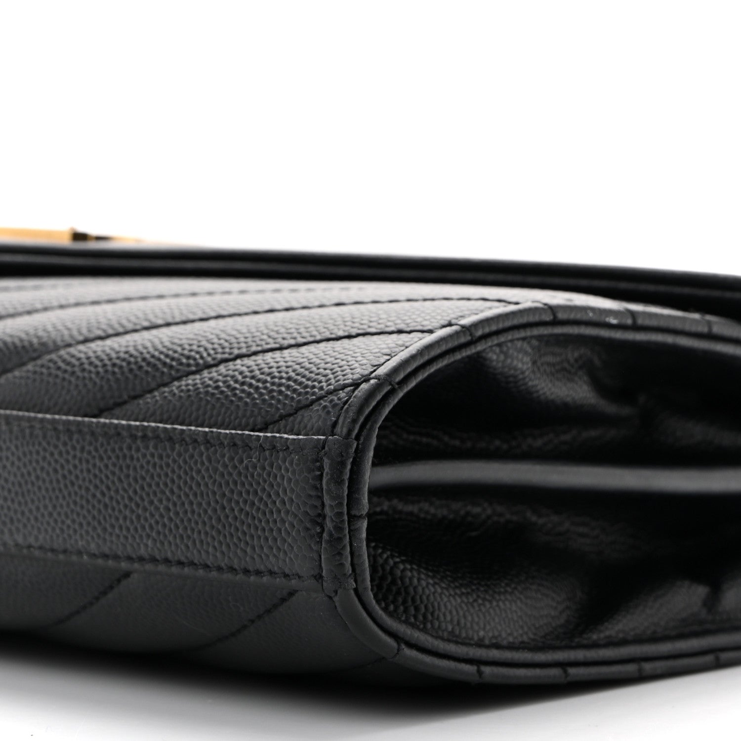 Grain De Poudre Matelasse Chevron Monogram Chain Wallet Black