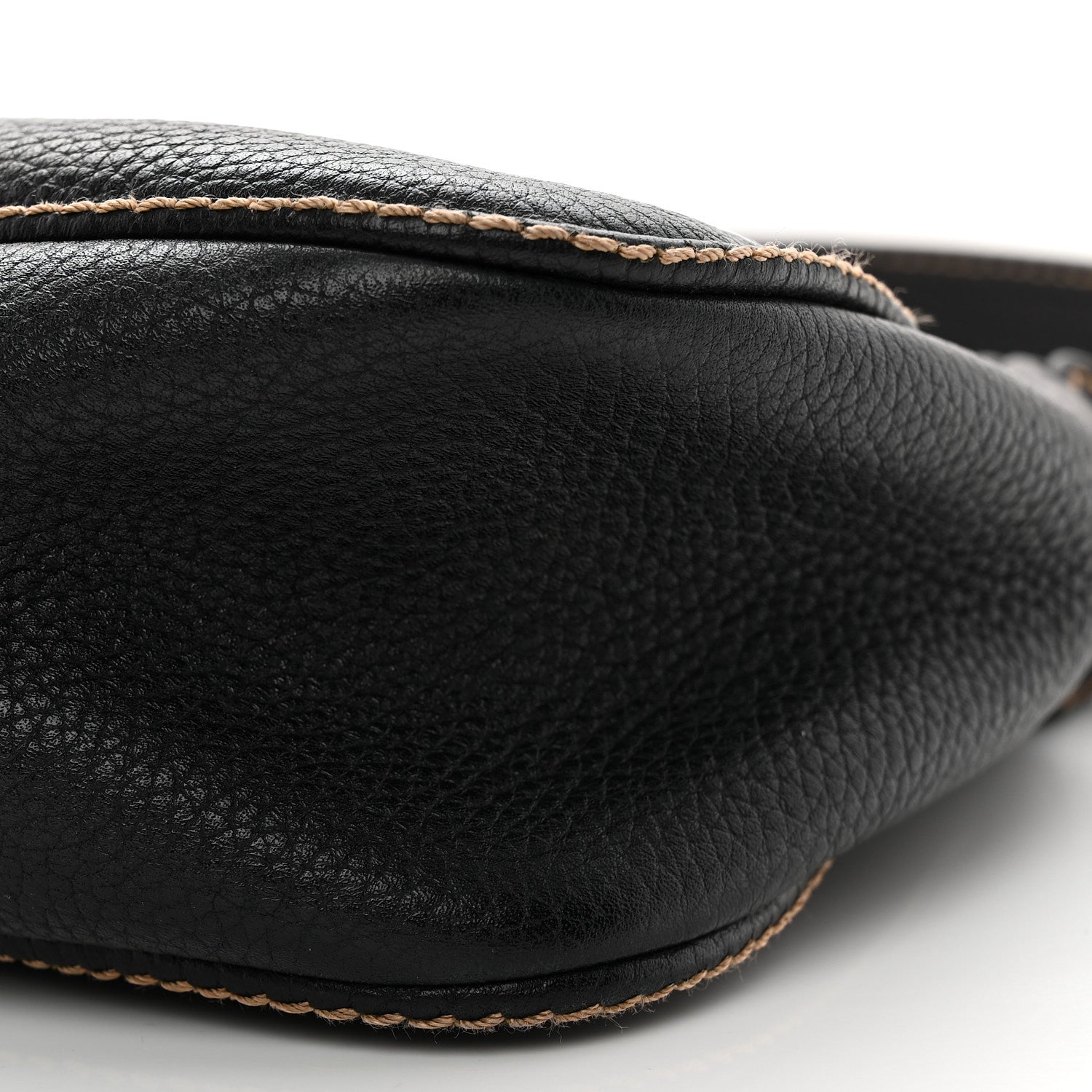 Grained Calfskin Tassel Shoulder Bag Black