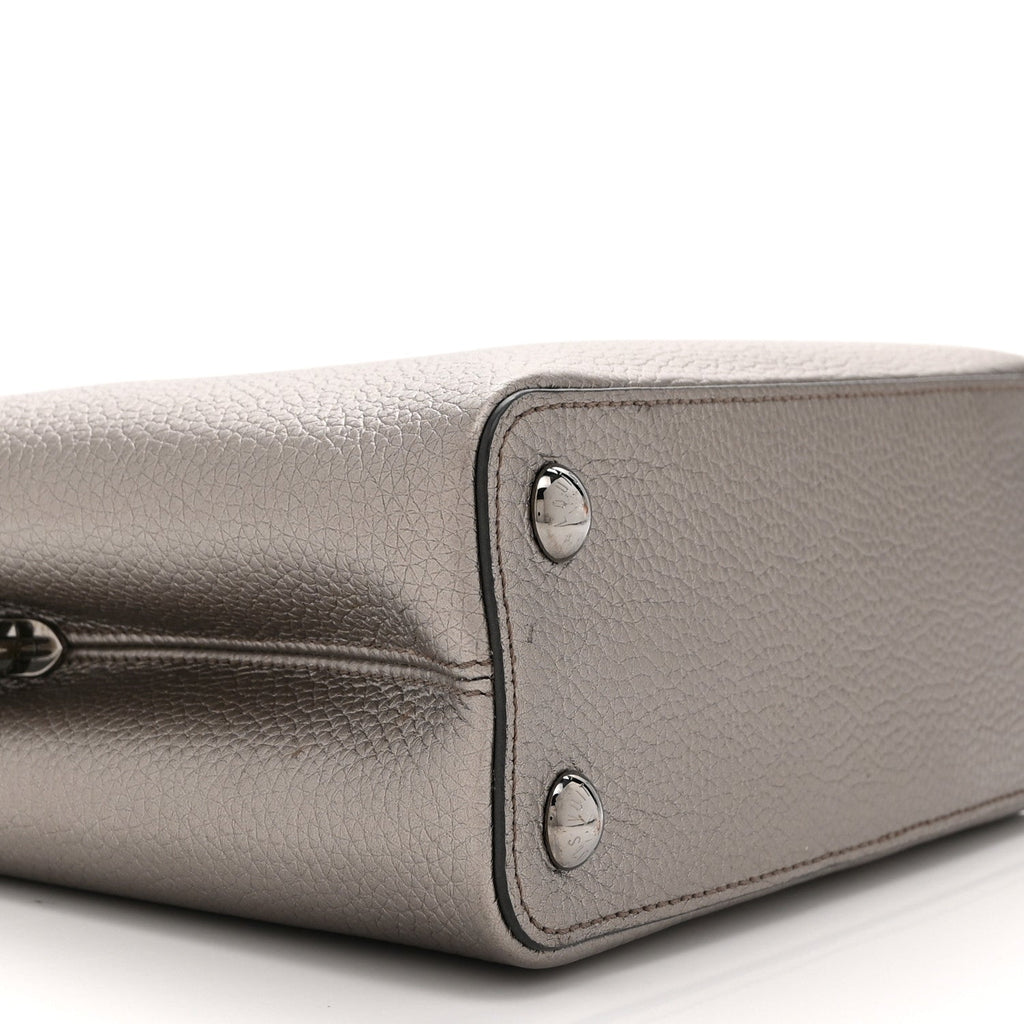 Metallic Calfskin Capucines BB Etain