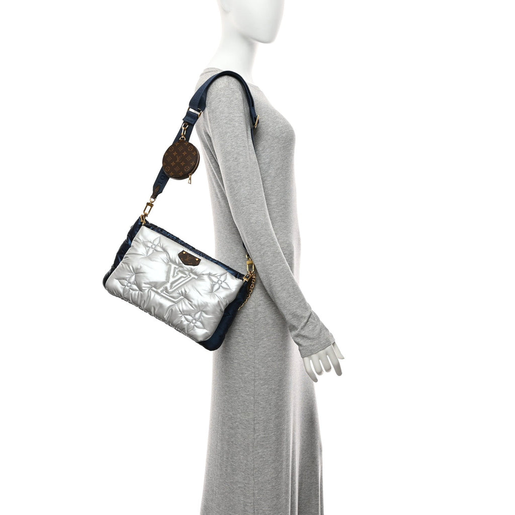Econyl Monogram Pillow Maxi Multi Pochette Accessories Navy Silver