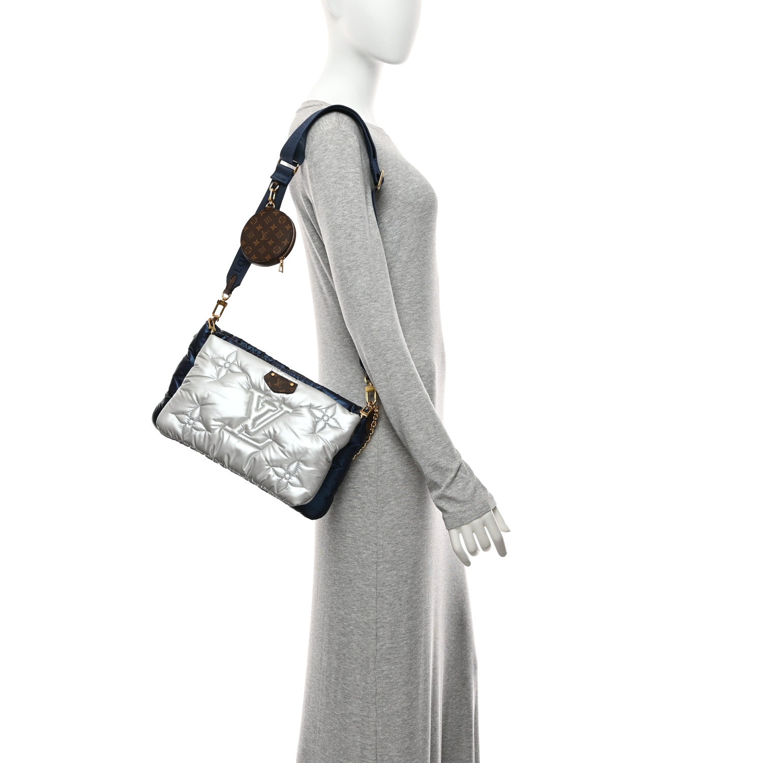 Econyl Monogram Pillow Maxi Multi Pochette Accessories Navy Silver