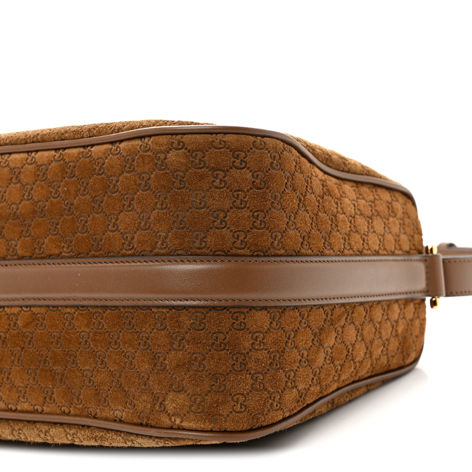 Suede GG Monogram Half Horsebit Medium Shoulder Bag Brown