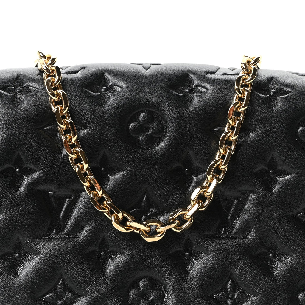 Lambskin Embossed Monogram Pochette Coussin Black