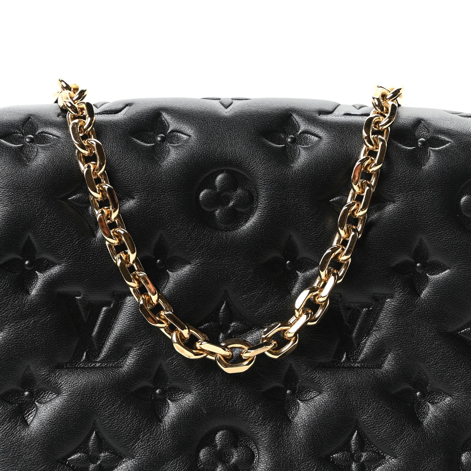 Lambskin Embossed Monogram Pochette Coussin Black