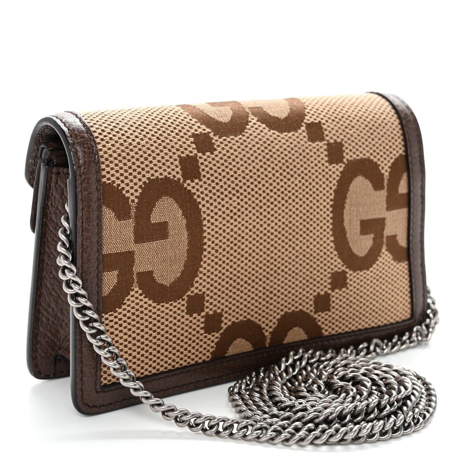 Monogram Jumbo GG Textured Dollar Calfskin Super Mini Dionysus Shoulder Bag Camel Ebony New Acero