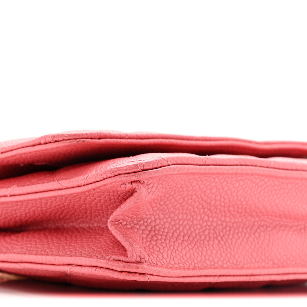 Caviar Quilted Wallet on Chain WOC Pink