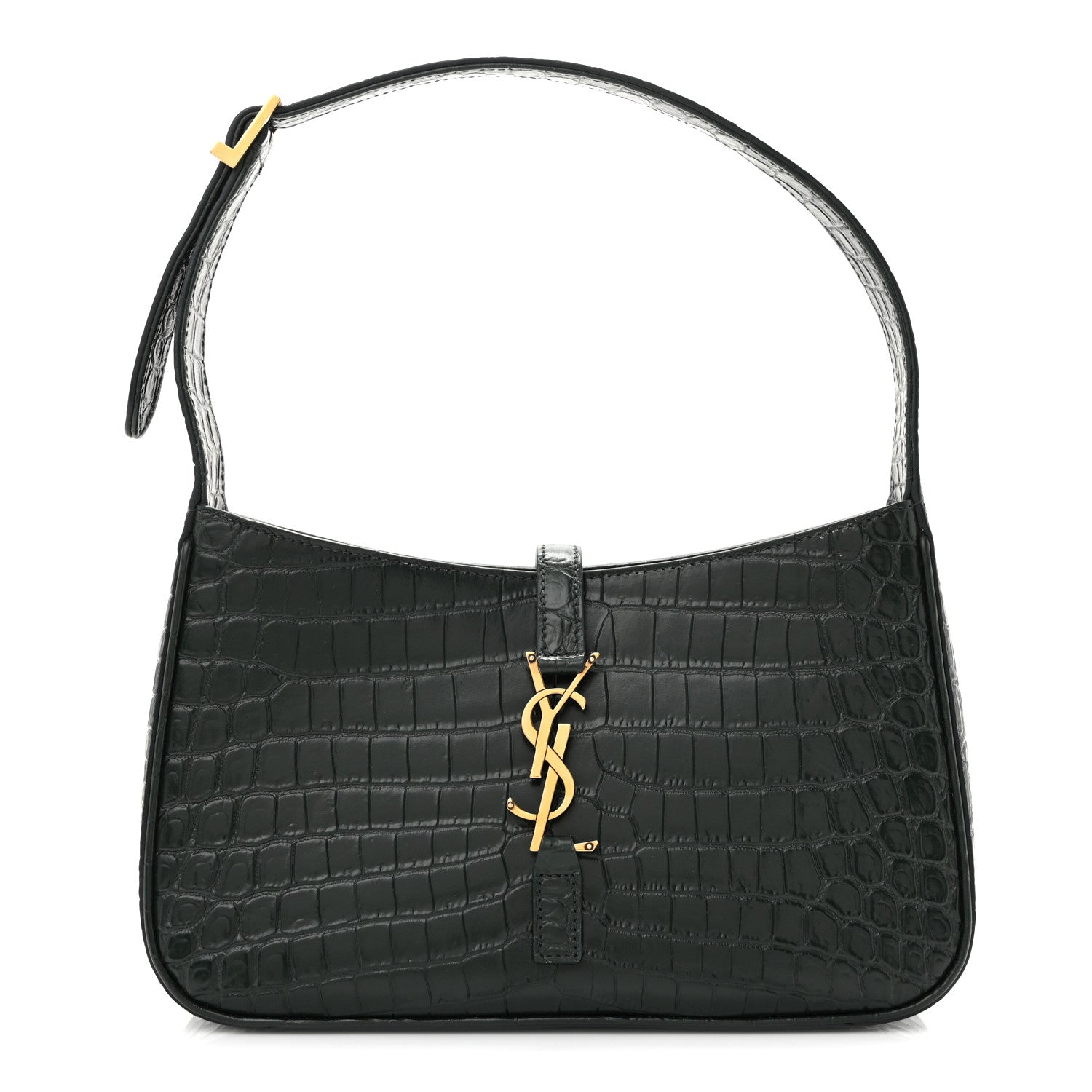 Calfskin Crocodile Embossed LE 5 A 7 Hobo Vert Fonce