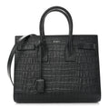 Calfskin Crocodile Embossed Small Sac de Jour Black