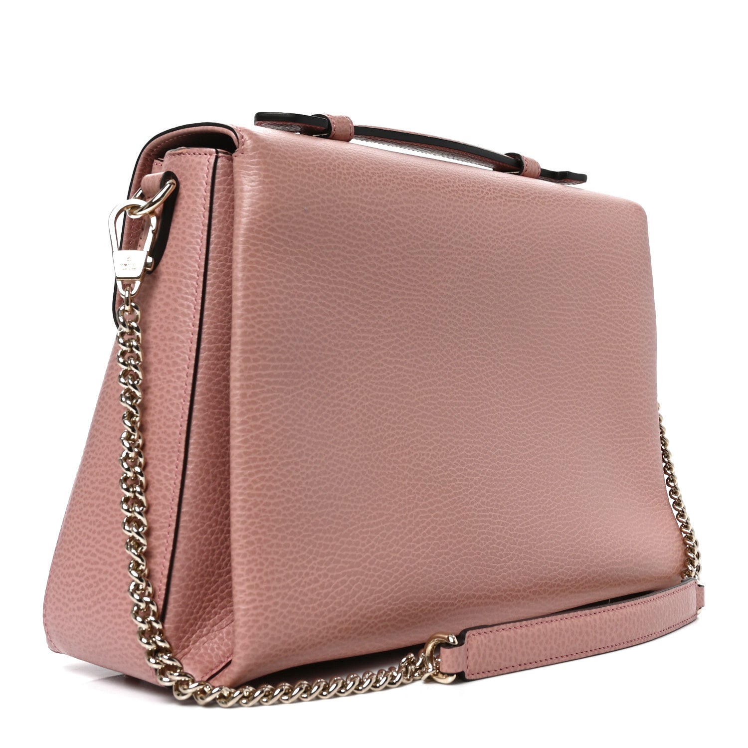 Dollar Calfskin Medium Interlocking G Top Handle Shoulder Bag Soft Pink