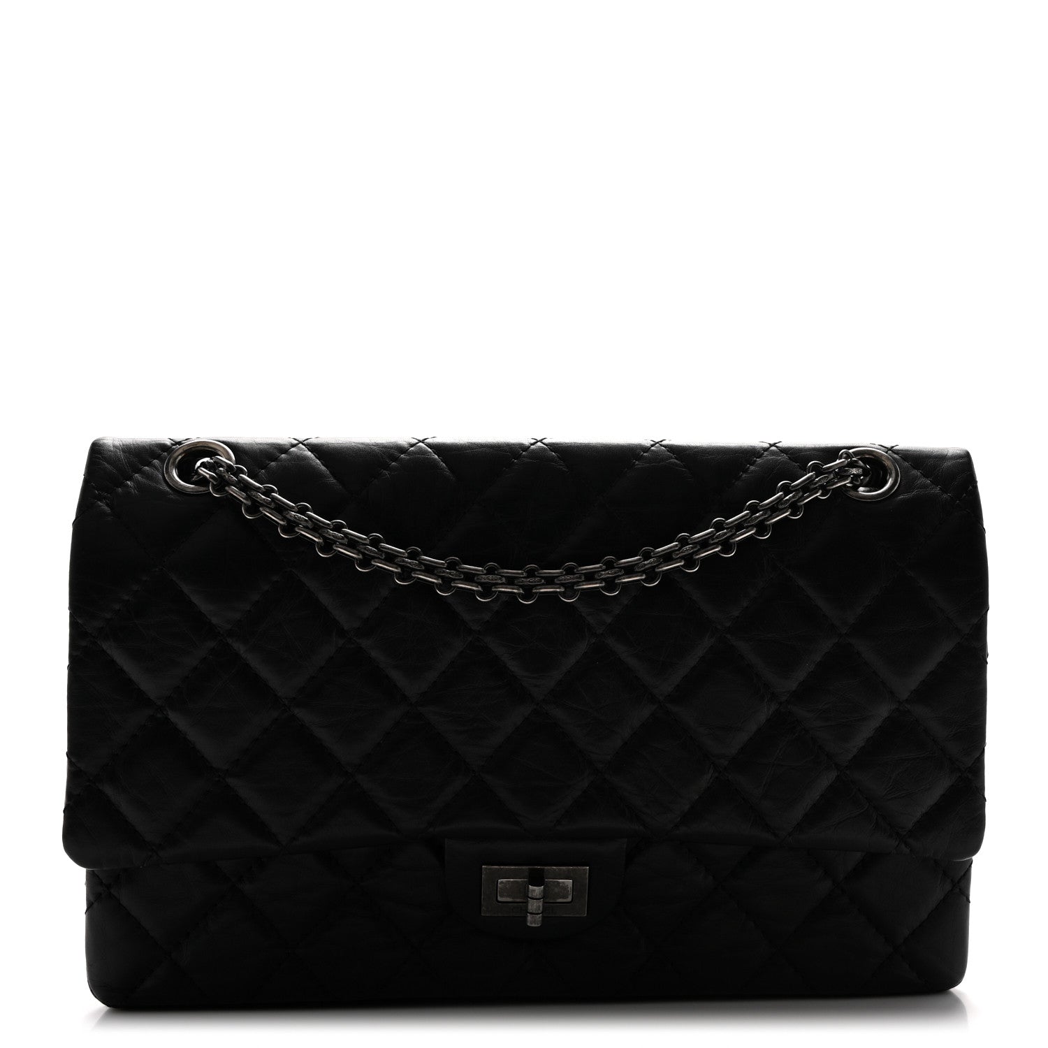 Aged Calfskin Quilted 2.55 Reissue 226 Flap Black