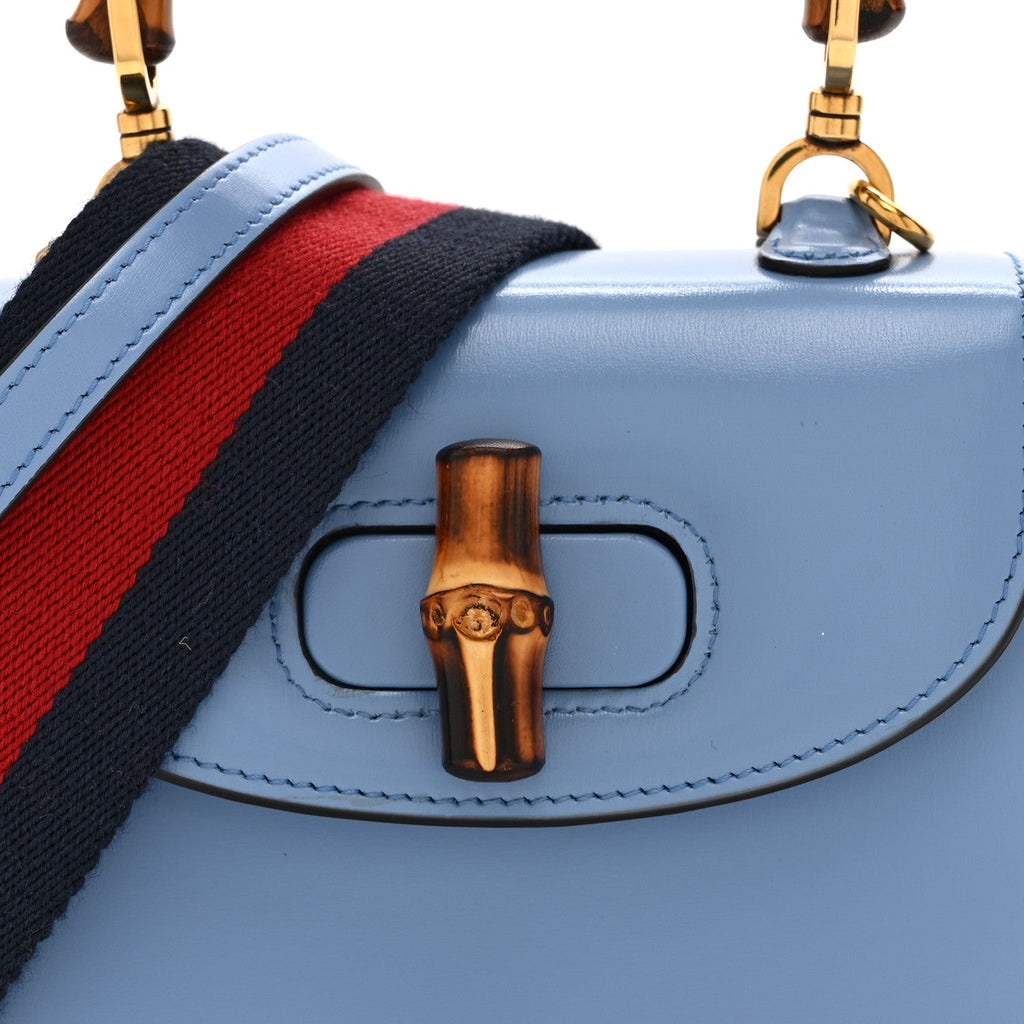 Boarded Dyana Lux Calfskin Web Mini Bamboo 1947 Top Handle Bag Blue