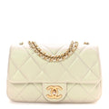 Pearly Lambskin Quilted Pearl Small Flap Light Grey
